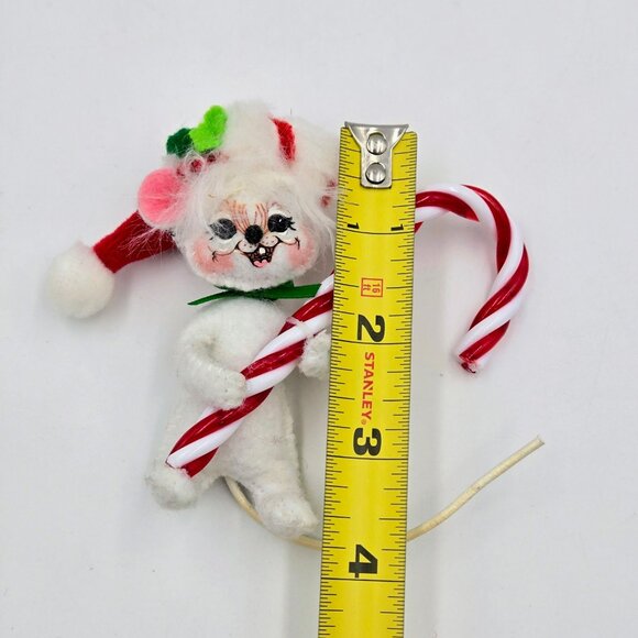 Annalee Sweet Candy Cane Mouse Santa Hat Christmas Ornament 2009 Read - Picture 2 of 10